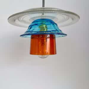 Boutique 12 Suspension en verre bleu et orange
