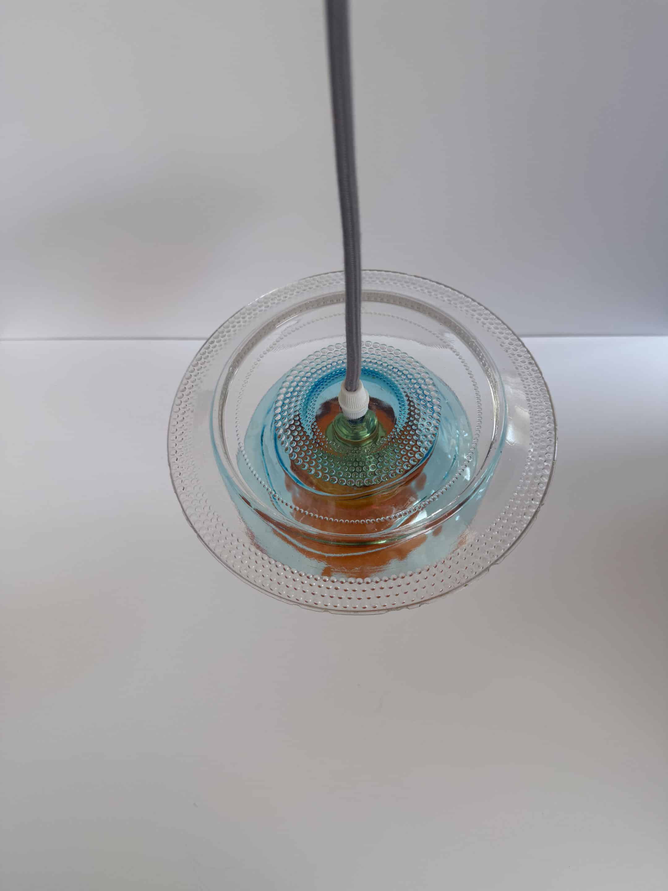 Suspension Strelitzia 2 Suspension en verre bleu et orange